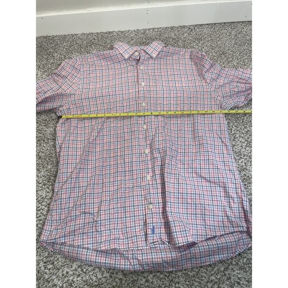 Mens Johnnie-O Hangin' Out Large Long Sleeve Plaid Shirt Button Down Pink Blue - Picture 6 of 7